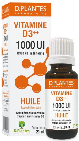 Vitamine D3++ 1000 UI Huile 20ml D Plantes croissance os calcification  immunit Bio sant snior