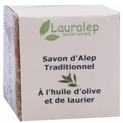 Savon d'Alep Traditionnel 180 gr Lauralep laurier olive base lavante anti irritations Bio santé sénior