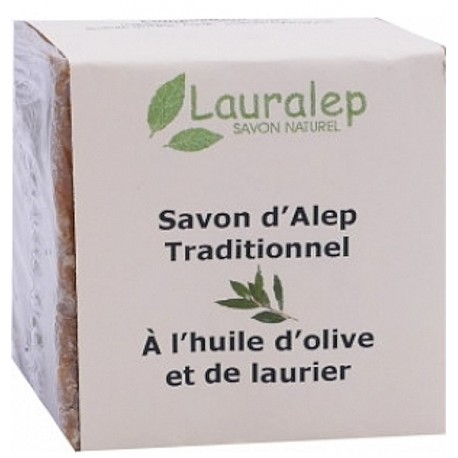 Savon d'Alep Traditionnel 180 gr Lauralep laurier olive base lavante anti irritations Bio santé sénior