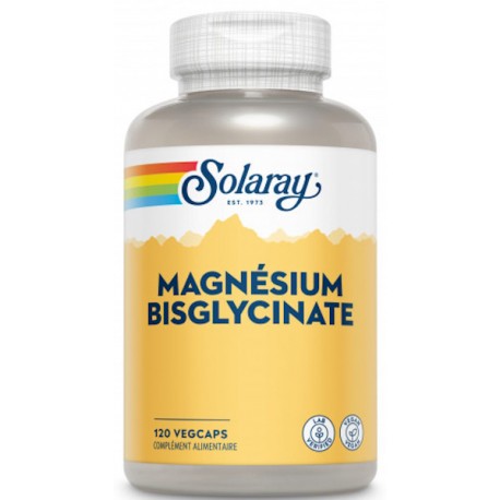 Bisglycinate de Magnésium 120 gélules Solaray magnésium plus biodisponible anti fatigue Bio santé sénior