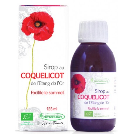 Sirop de Coquelicot bio Bouteille de 125ml Phytofrance fleurs de coquelicot sommeil Bio santé sénior