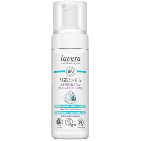 Mousse nettoyante Basis sensitiv 150 ml Lavera mousse nettoyante visage peau sensible Bio santé sénior