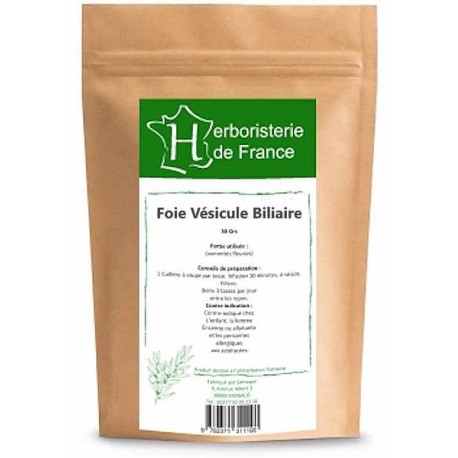 Tisane Foie vésicule 30 gr Herboristerie de France infusion foie vésicule biliaire Bio santé sénior
