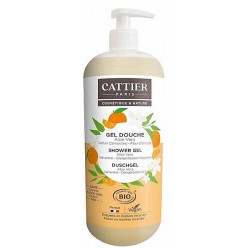 Gel douche sans sulfate parfum Clémentine Fleur d'oranger 1 Litre Cattier aloe vera peau sensible Bio santé sénior