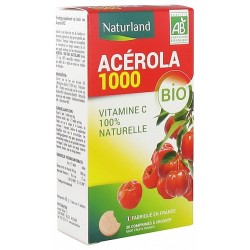Acerola Bio 30 comprimés Naturland tonus vitalite, anti fatigue biosantesenior.fr