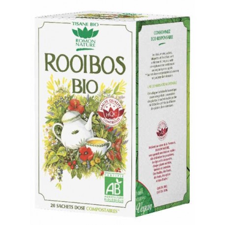 Tisane Rooibos bio 20 sachets Romon Nature Afrique du Sud boisson traditionnelle Bio santé sénior