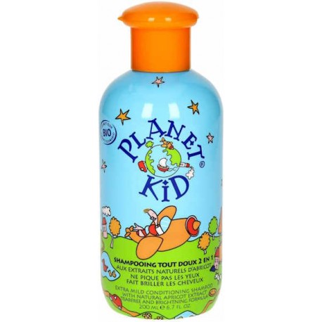 Shampoing Tout Doux 2 en 1 à l'Abricot 200ml Planet Kid ne pique pas les yeux shampooing tout doux Bio santé sénior