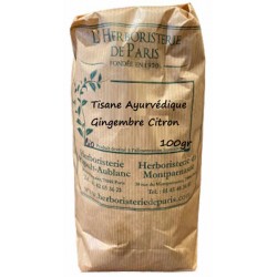 Tisane Ayurvédique Gingembre Citron 100 gr Herboristerie de Paris réglisse citronnelle menthe hibiscus Bio santé sénior
