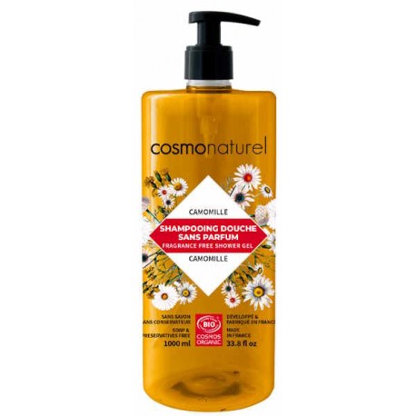Shampooing douche sans parfum à l'extrait de Camomille 1L Cosmo Naturel Shampoing douche sans parfum Bio santé sénior