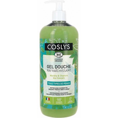 Gel douche rafraîchissant Menthe Chanvre 1 Litre Coslys tous types de peaux peau sensible Bio santé sénior