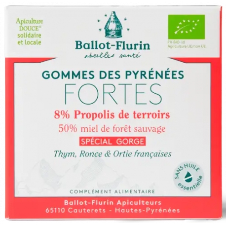 Gommes fortes des Pyrénées boite 30gr Ballot Flurin gommes propolis thym ronce Bio santé sénior