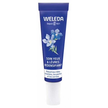 Soin yeux et lèvres redensifiant Gentiane bleue Edelweiss 10ml Weleda soin contour yeux lisse lumineux Bio santé sénior