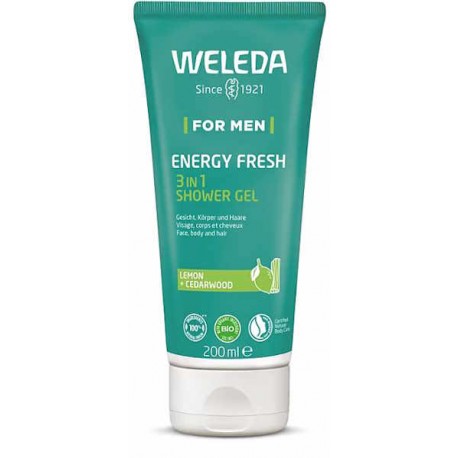 Gel Douche Men 3 en 1 Energy Fresh pour Homme 200 ml Weleda energie et tonicité de la peau Bio santé sénior