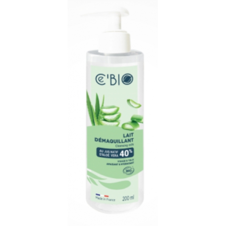 Lait Démaquillant Hydratant Aloé vera 200ml Cé'Bio Lait démaquillant visage yeux Caresse d'Herboriste Bio santé sénior