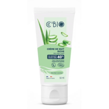 Crème de nuit intense bio Aloé vera 50 ml Cé'Bio crème de nuit régénérante pour peau dévitalisée Bio santé sénior