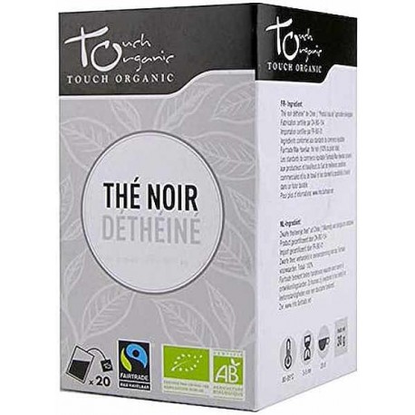 Thé noir déthéiné bio 20 sachets Touch Organic Thé noir Déthéine 20 sachets 30gr Bio santé sénior