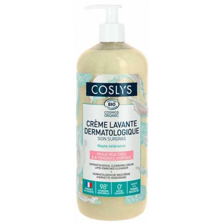 Crème lavante dermatologique liquide soin surgras 1 Litre Coslys peau atopique réactive et sensible Bio santé sénior