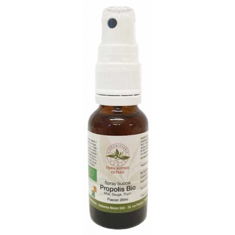 Spray Buccal Propolis bio Miel Sauge Thym 20ml Herboristerie de Paris propolis brune - noire Bio santé sénior