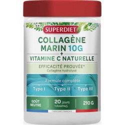 Collagène Marin 10g - Vitamine C poudre 210g SuperDiet naticol cartidyss Bio santé sénior articulations