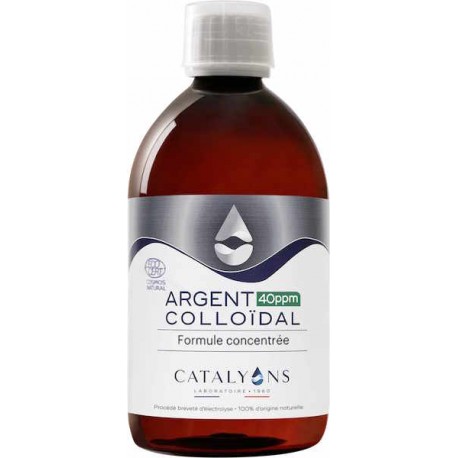 Argent colloïdal 40 PPM 500ml Catalyons 40mg par litre usage externe ou gargarismes Bio santé sénior