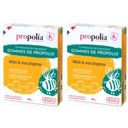 Gommes de Propolis Miel et Eucalyptus Lot de 2 boîtes de 45g Propolia