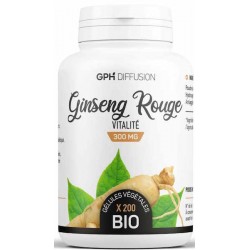 Ginseng Rouge Racine bio 300mg 200 gélules GPH Diffusion panax ginseng racine de vie Bio santé sénior