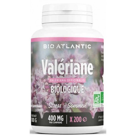 Valériane bio 400mg 200 comprimés Bio Atlantic sommeil relaxation anti stress Bio santé sénior