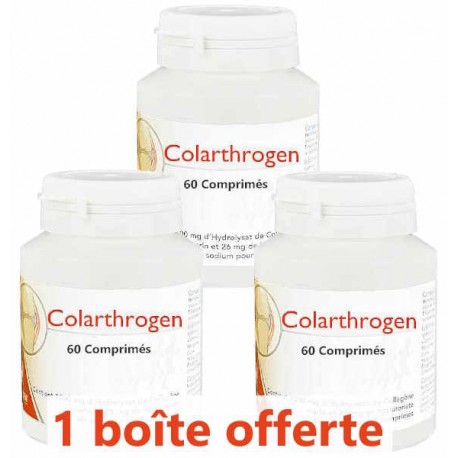 Lot de 3 Colarthrogen Collagène marin Acide hyaluronique 180 comprimés Monapharm Colartrogen Bio santé sénior