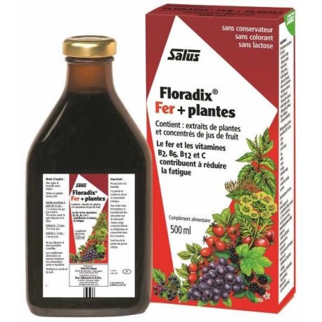 Floradix Fer et Plantes 500 ml Salus fer vitamine B12 anti fatigue Bio santé sénior