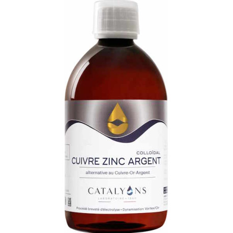 Oligo element, Cuivre Zinc Argent ionisé, catalyons, 500 ml, biosantesenior.fr défenses naturelles