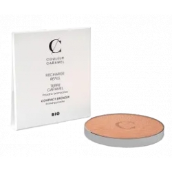 Recharge Terre Caramel No 22 Brun orangé nacré effet bronzé 8.5gr Couleur Caramel maquillage teint bio santé sénior
