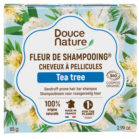 Fleur de Shampooing solide antipelliculaire 85gr Douce Nature argile blanche tea tree Bio santé sénior