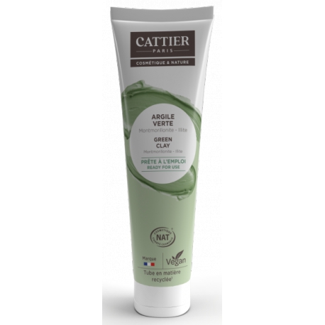 Argile verte Montmorillonite Illite Prête à l'Emploi Tube 400g Cattier anti irritations anti rougeurs Bio santé sénior