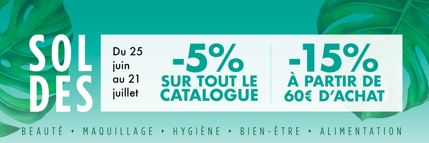 5% sur tout le site, 15% &agrave; partir de 60 &euro; d'achat